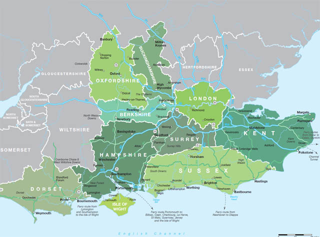 Map of South East England